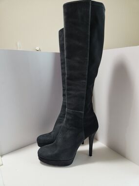 Stuart Weitzman "Skyline" Knee-high Platform Heel Suede & Neoprene Design
